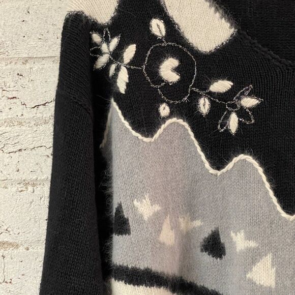 Vintage Carducci Black White sweater size M - Picture 3 of 10